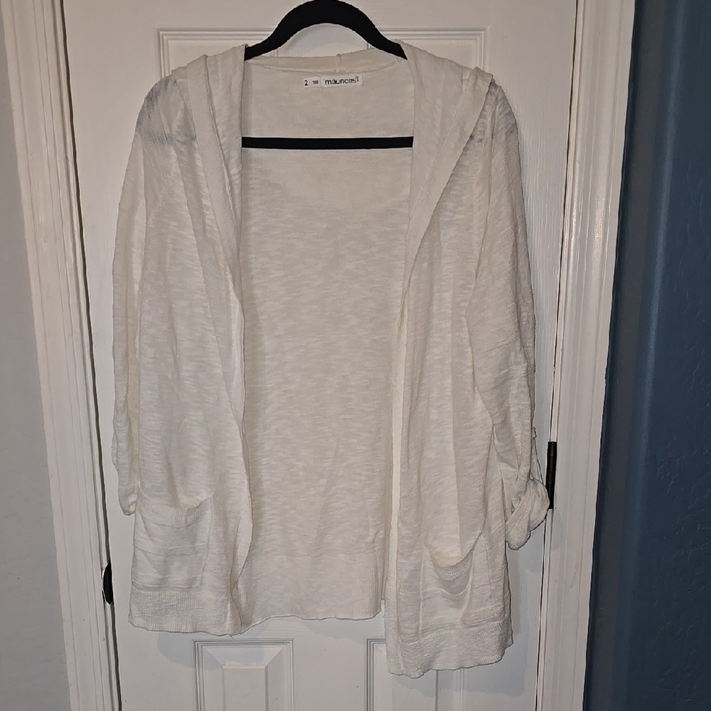 Maurices Women's White Hooded Sweater